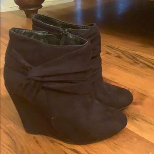 Black suede booties